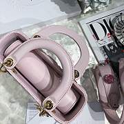 Lady Dior bag in Peach pink color cannage lambskin with badge &Gold hardware - 3