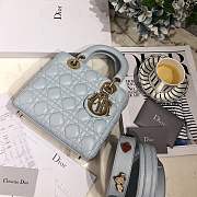 Lady Dior bag in light blue color cannage lambskin with badge &Gold hardware - 5