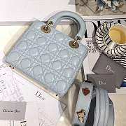 Lady Dior bag in light blue color cannage lambskin with badge &Gold hardware - 4