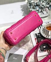 Lady Dior bag in Rose red color cannage lambskin with badge &Gold hardware - 3