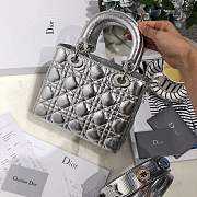 Lady Dior bag in Silver color cannage lambskin with badge &Silver hardware - 5