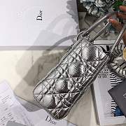 Lady Dior bag in Silver color cannage lambskin with badge &Silver hardware - 3