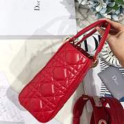 Lady Dior bag in red color cannage lambskin with badge &Gold hardware - 4