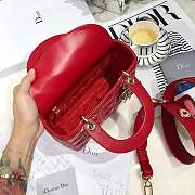 Lady Dior bag in red color cannage lambskin with badge &Gold hardware - 3