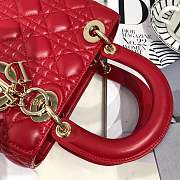 Lady Dior bag in red color cannage lambskin with badge &Gold hardware - 2