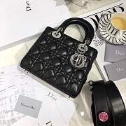 Lady Dior bag in Black color cannage lambskin with badge &Silver hardware - 1