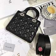 Lady Dior bag in Black color cannage lambskin with badge &Silver hardware - 5