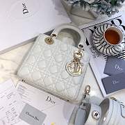 Lady Dior bag in White color cannage lambskin with badge &Gold hardware - 1