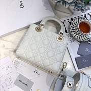 Lady Dior bag in White color cannage lambskin with badge &Gold hardware - 5