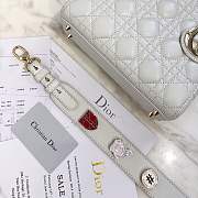Lady Dior bag in White color cannage lambskin with badge &Gold hardware - 3