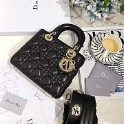 Lady Dior bag in Black color cannage lambskin with badge &Gold hardware - 1