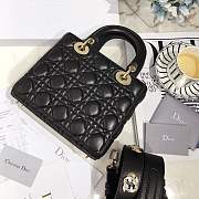 Lady Dior bag in Black color cannage lambskin with badge &Gold hardware - 5