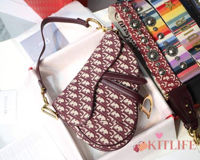 Dior saddle bag Monogram burgundy - 1