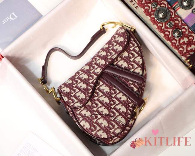 Dior mini saddle bag Monogram burgundy - 1