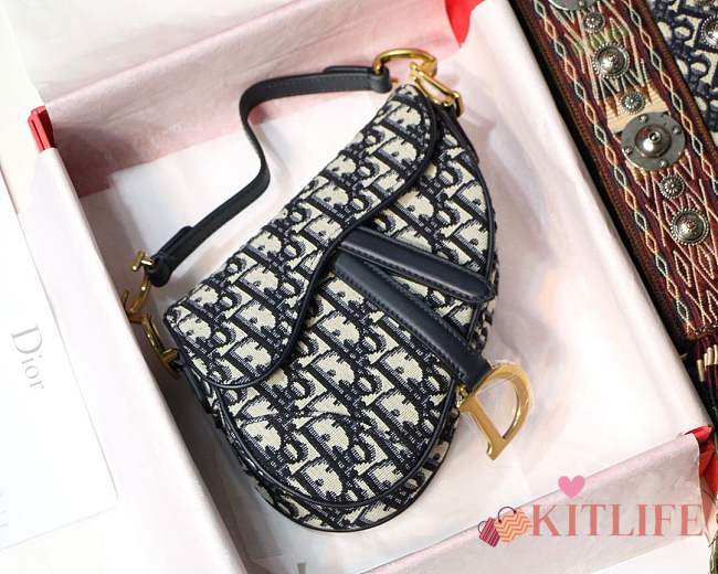 Dior mini saddle bag Monogram blue - 1