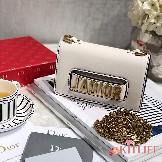 Dior White J'adior Flap Bag with Chain - 1