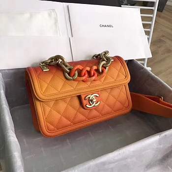 Chanel Flap Grained Calfskin Bag Orange AS0061