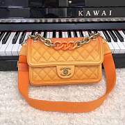 Chanel Flap Grained Calfskin Bag Orange AS0062 - 2