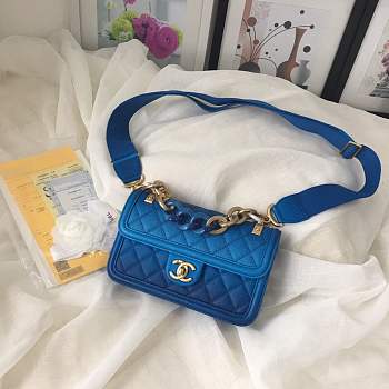 Chanel Flap Grained Calfskin Bag blue AS0061