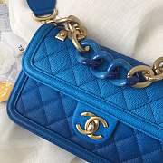 Chanel Flap Grained Calfskin Bag blue AS0061 - 3