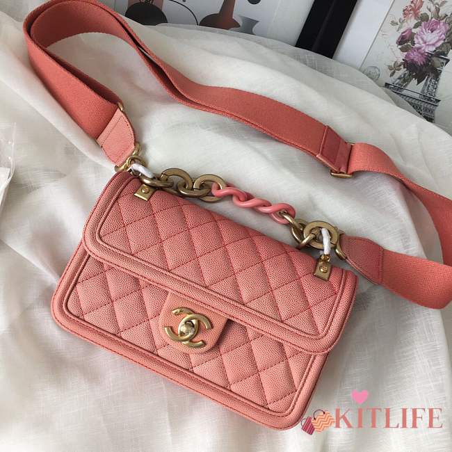 Chanel Flap Grained Calfskin Bag pink AS0061 - 1