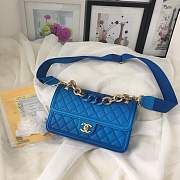 Chanel Flap Grained Calfskin Bag blue AS0062 - 1