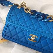 Chanel Flap Grained Calfskin Bag blue AS0062 - 4