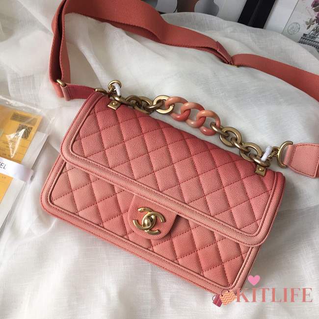 Chanel Flap Grained Calfskin Bag pink AS0062 - 1