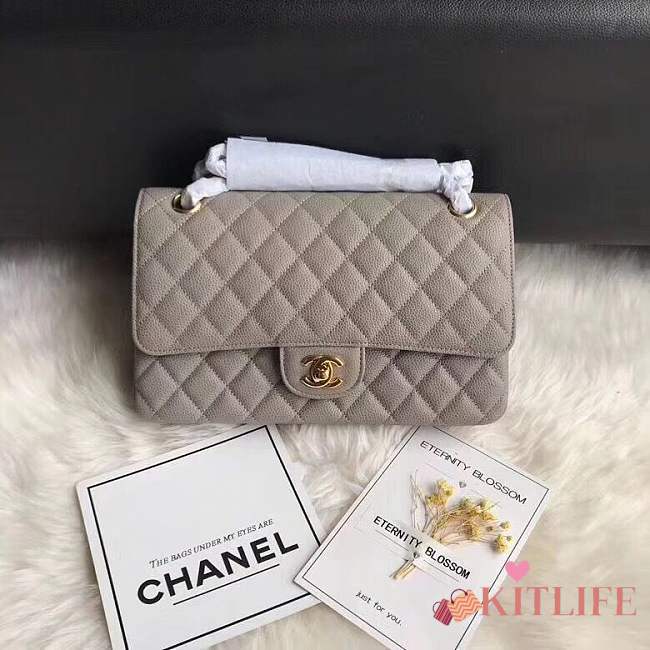 Chanel caviar calfskin leather 2.55 Flap gray Bag 1112 - 1