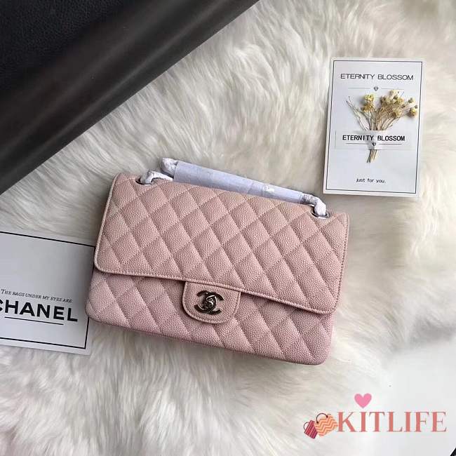 Chanel calfskin caviar skin leather 2.55 Flap pink Bag 1112 - 1