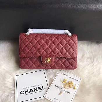 Chanel calfskin caviar leather 2.55 Flap burgundy Bag 1112