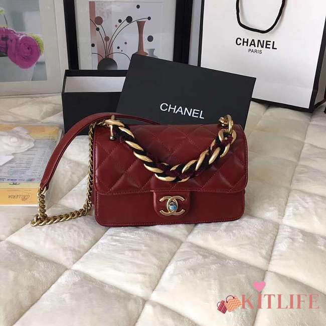 Chanel 20cm burgundy accordion flapbag 9186590 - 1