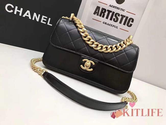 Chanel 24cm black accordion flapbag - 1