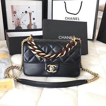 Chanel 20cm black accordion flapbag 9186590