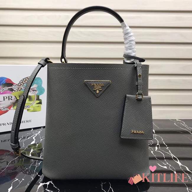 Prada 1BA212 Prada Double Saffiano gray bag - 1