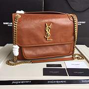 YSL medium Niki calfskin Leather MONOGRAMME SAINT LAURENT Brown Shoulder Bag 8005 - 1