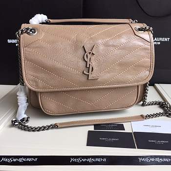 YSL medium Niki calfskin Leather MONOGRAMME SAINT LAURENT Light brown Shoulder Bag 8005