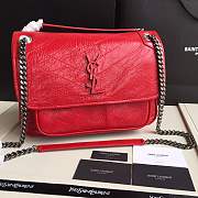 YSL medium Niki calfskin Leather MONOGRAMME SAINT LAURENT Red Shoulder Bag 8005 - 1