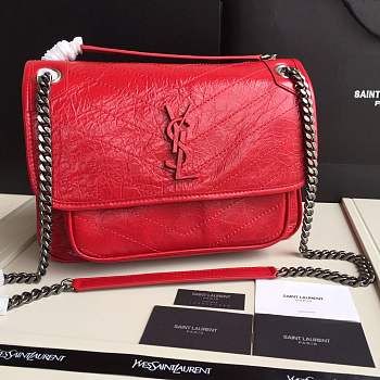 YSL medium Niki calfskin Leather MONOGRAMME SAINT LAURENT Red Shoulder Bag 8005