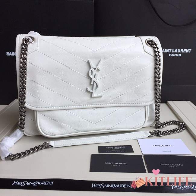 YSL medium Niki calfskin Leather MONOGRAMME SAINT LAURENT white Shoulder Bag 8005 - 1