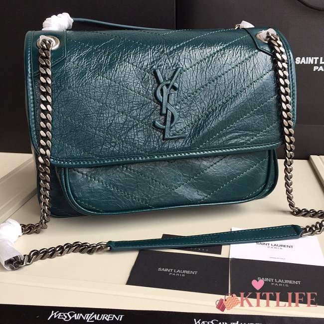 YSL medium Niki calfskin Leather MONOGRAMME SAINT LAURENT Green Shoulder Bag 8005 - 1