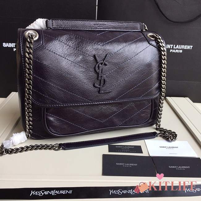 YSL medium Niki calfskin Leather MONOGRAMME SAINT LAURENT purple Shoulder Bag 8005 - 1