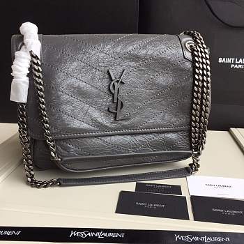 YSL medium Niki calfskin Leather MONOGRAMME SAINT LAURENT Dark Gray Shoulder Bag 8005