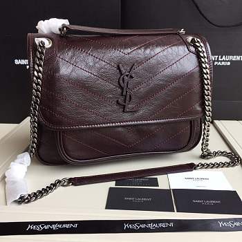 YSL medium Niki calfskin Leather MONOGRAMME SAINT LAURENT burgundy Shoulder Bag 8005