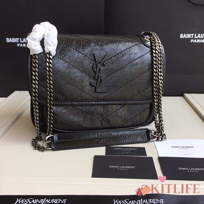 YSL medium Niki calfskin Leather MONOGRAMME SAINT LAURENT black Shoulder Bag 8005 - 1