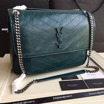 YSL Large Niki calfskin Leather MONOGRAMME SAINT LAURENT Green bag 8004