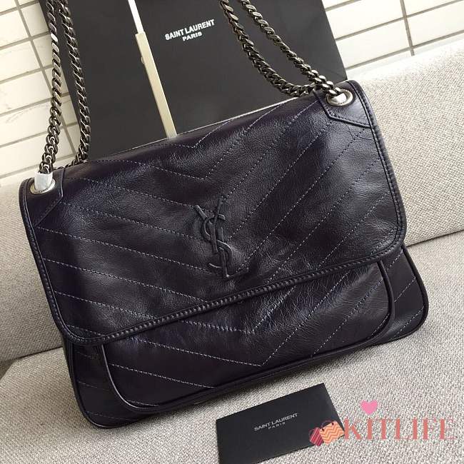 YSL Large Niki calfskin Leather MONOGRAMME SAINT LAURENT purple bag 8004 - 1