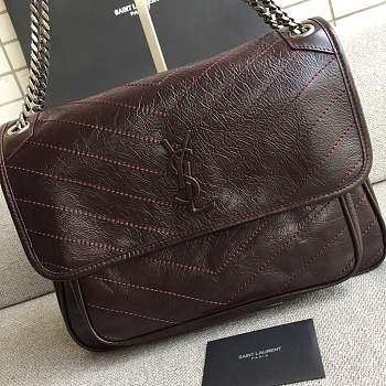 YSL Large Niki calfskin Leather MONOGRAMME SAINT LAURENT burgundy bag 8004