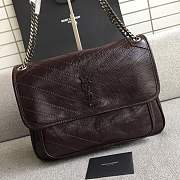 YSL Large Niki calfskin Leather MONOGRAMME SAINT LAURENT burgundy bag 8004 - 3
