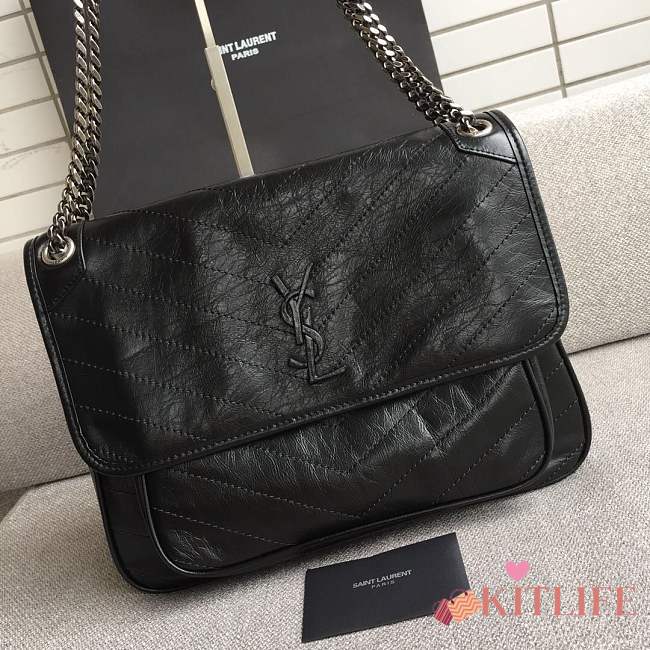 YSL Large Niki calfskin Leather MONOGRAMME SAINT LAURENT black bag 8004 - 1